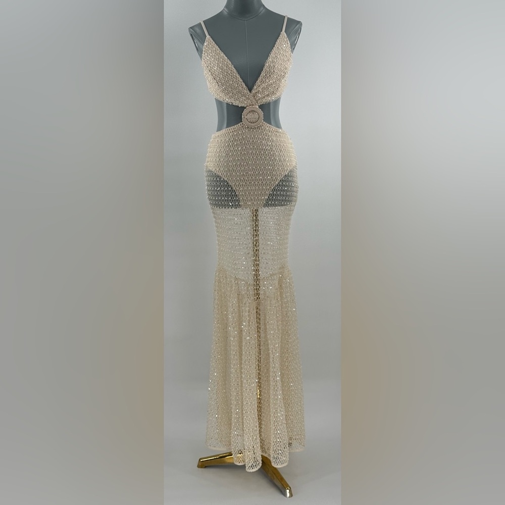 🆕 PATBO 🧿 NWOT Crochet Bloom Cut Out Beach Dress, Off White - Sz US 8 BR 40 - Picture 3 of 17